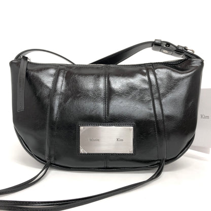 【中古美品】【レディース】 Matin Kim マーティンキム HALF SHIRRING RIBBON ROUND BAG MK2411BG002M 三日月型 ショルダーバッグ 鞄 188-260728-rs-05-fur カラー：ブラック 万代Net店