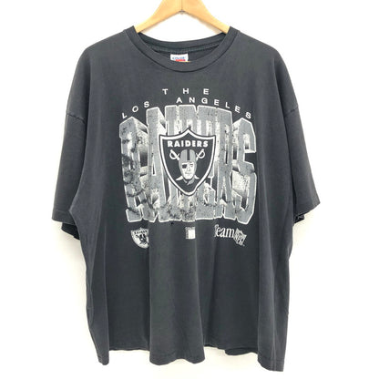 【現状渡し品】【メンズ】 WORKS COLOR ワークスカラー LOS ANGELES RAIDERS PRINT TEE レイダース プリント Tシャツ ダメージ ヴィンテージ系 146-240917-rs-02-fur サイズ：F カラー：チャコール系 万代Net店