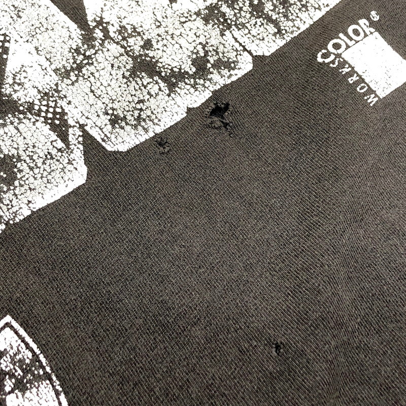 【現状渡し品】【メンズ】 WORKS COLOR ワークスカラー LOS ANGELES RAIDERS PRINT TEE レイダース プリント Tシャツ ダメージ ヴィンテージ系 146-240917-rs-02-fur サイズ：F カラー：チャコール系 万代Net店