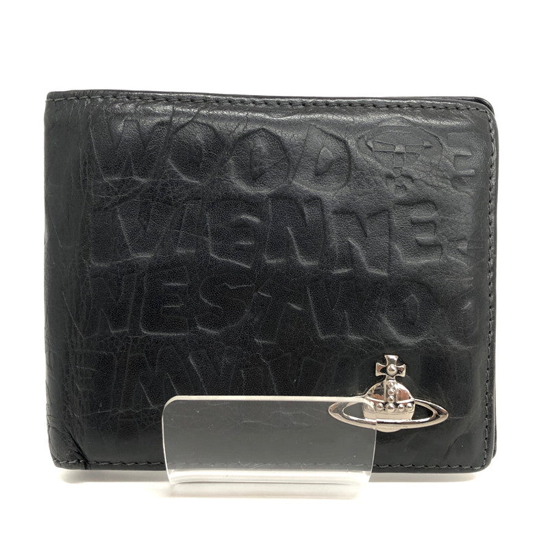 【現状渡し品】【メンズ/レディース】 VIVIENNE WESTWOOD ヴィヴィアンウエストウッド FD0037 二つ折り財布 ロゴ型押し オーブ コンパクトウォレット 200-260511-rs-07-fur カラー：ブラック 万代Net店