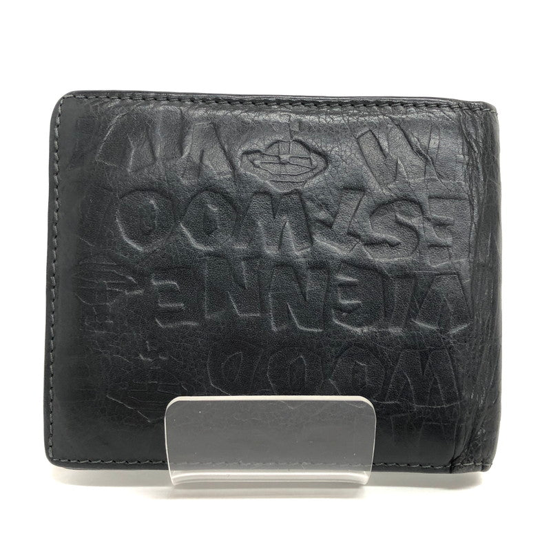 【現状渡し品】【メンズ/レディース】 VIVIENNE WESTWOOD ヴィヴィアンウエストウッド FD0037 二つ折り財布 ロゴ型押し オーブ コンパクトウォレット 200-260511-rs-07-fur カラー：ブラック 万代Net店
