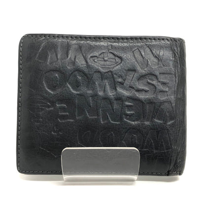 【現状渡し品】【メンズ/レディース】 VIVIENNE WESTWOOD ヴィヴィアンウエストウッド FD0037 二つ折り財布 ロゴ型押し オーブ コンパクトウォレット 200-260511-rs-07-fur カラー：ブラック 万代Net店