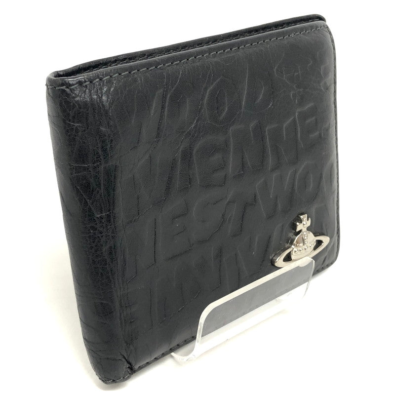 【現状渡し品】【メンズ/レディース】 VIVIENNE WESTWOOD ヴィヴィアンウエストウッド FD0037 二つ折り財布 ロゴ型押し オーブ コンパクトウォレット 200-260511-rs-07-fur カラー：ブラック 万代Net店