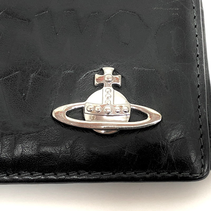 【現状渡し品】【メンズ/レディース】 VIVIENNE WESTWOOD ヴィヴィアンウエストウッド FD0037 二つ折り財布 ロゴ型押し オーブ コンパクトウォレット 200-260511-rs-07-fur カラー：ブラック 万代Net店