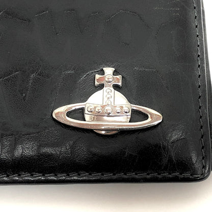 【現状渡し品】【メンズ/レディース】 VIVIENNE WESTWOOD ヴィヴィアンウエストウッド FD0037 二つ折り財布 ロゴ型押し オーブ コンパクトウォレット 200-260511-rs-07-fur カラー：ブラック 万代Net店