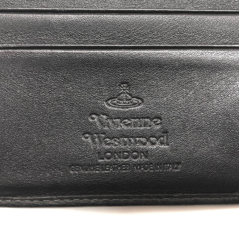 【現状渡し品】【メンズ/レディース】 VIVIENNE WESTWOOD ヴィヴィアンウエストウッド FD0037 二つ折り財布 ロゴ型押し オーブ コンパクトウォレット 200-260511-rs-07-fur カラー：ブラック 万代Net店