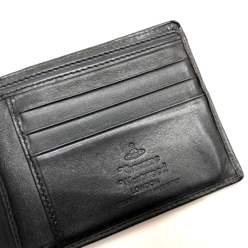 【現状渡し品】【メンズ/レディース】 VIVIENNE WESTWOOD ヴィヴィアンウエストウッド FD0037 二つ折り財布 ロゴ型押し オーブ コンパクトウォレット 200-260511-rs-07-fur カラー：ブラック 万代Net店