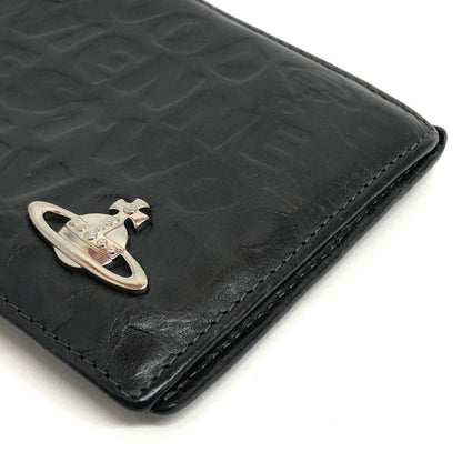 【現状渡し品】【メンズ/レディース】 VIVIENNE WESTWOOD ヴィヴィアンウエストウッド FD0037 二つ折り財布 ロゴ型押し オーブ コンパクトウォレット 200-260511-rs-07-fur カラー：ブラック 万代Net店