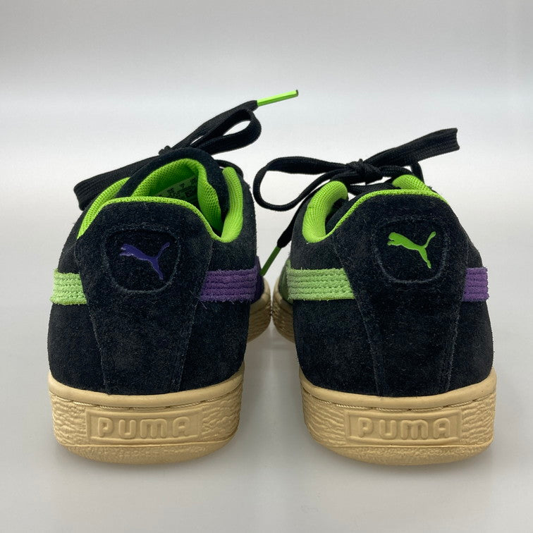 【中古美品】【メンズ/レディース】 PUMA プーマ SANTA CRUZ × PUMA 381905-01 SUEDE BLACK GREEN FLASH 本体のみ（箱なし） 163-251028-WA-04-iwa サイズ：25 カラー：ブラック グリーン パープル 万代Net店