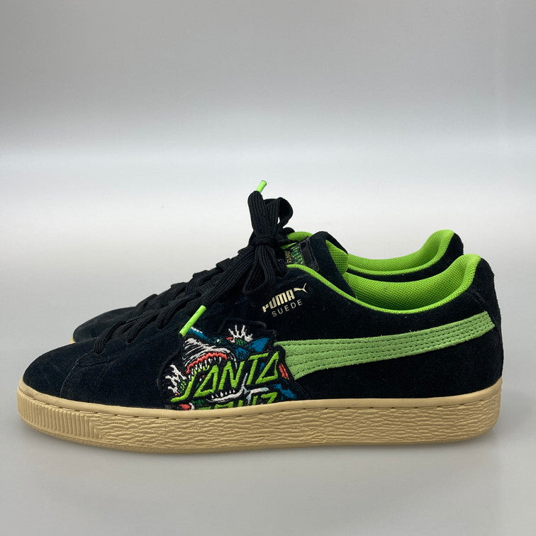 【中古美品】【メンズ/レディース】 PUMA プーマ SANTA CRUZ × PUMA 381905-01 SUEDE BLACK GREEN FLASH 本体のみ（箱なし） 163-251028-WA-04-iwa サイズ：25 カラー：ブラック グリーン パープル 万代Net店