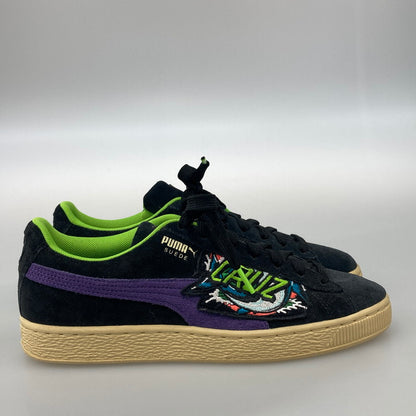 【中古美品】【メンズ/レディース】 PUMA プーマ SANTA CRUZ × PUMA 381905-01 SUEDE BLACK GREEN FLASH 本体のみ（箱なし） 163-251028-WA-04-iwa サイズ：25 カラー：ブラック グリーン パープル 万代Net店