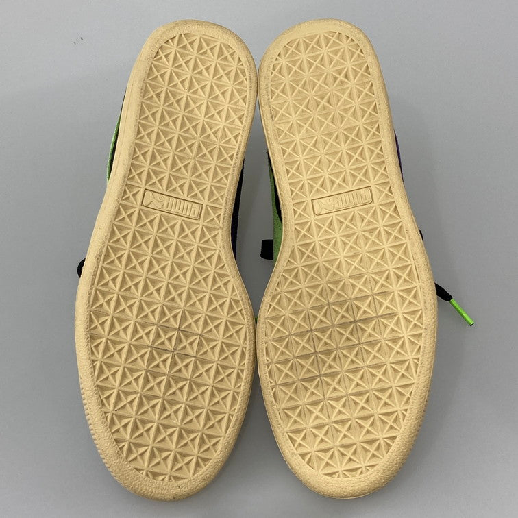 【中古美品】【メンズ/レディース】 PUMA プーマ SANTA CRUZ × PUMA 381905-01 SUEDE BLACK GREEN FLASH 本体のみ（箱なし） 163-251028-WA-04-iwa サイズ：25 カラー：ブラック グリーン パープル 万代Net店