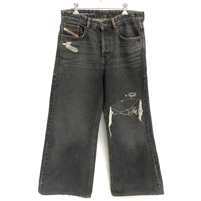 【中古品】【メンズ】 DIESEL ディーゼル D-RISE DENIM PANTS デニムパンツ Gパン ジーンズ ダメージ加工 ボトムス 古着 152-261022-rs-06-fur サイズ：28 カラー：ブラックインディゴ 万代Net店