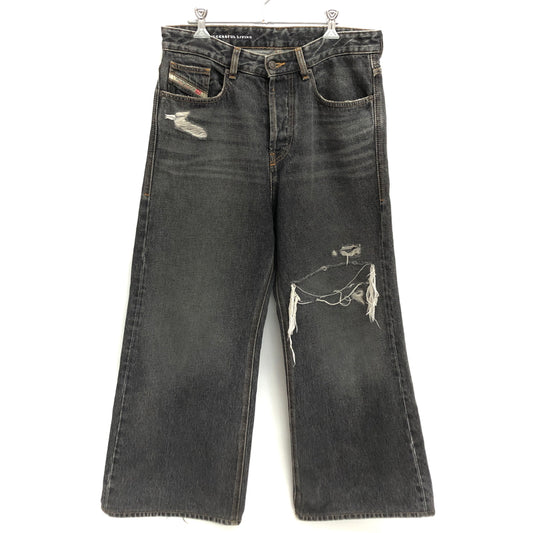 【中古品】【メンズ】 DIESEL ディーゼル D-RISE DENIM PANTS デニムパンツ Gパン ジーンズ ダメージ加工 ボトムス 古着 152-261022-rs-06-fur サイズ：28 カラー：ブラックインディゴ 万代Net店