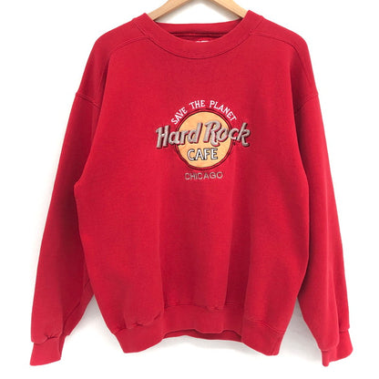 【中古品】【メンズ/レディース】 Hard Rock CAFE ハードロックカフェ LOGO SWEAT ロゴ スウェット トレーナー 長袖 トップス 古着 ヴィンテージ系 170-250602-rs-06-fur サイズ：M カラー：レッド 万代Net店