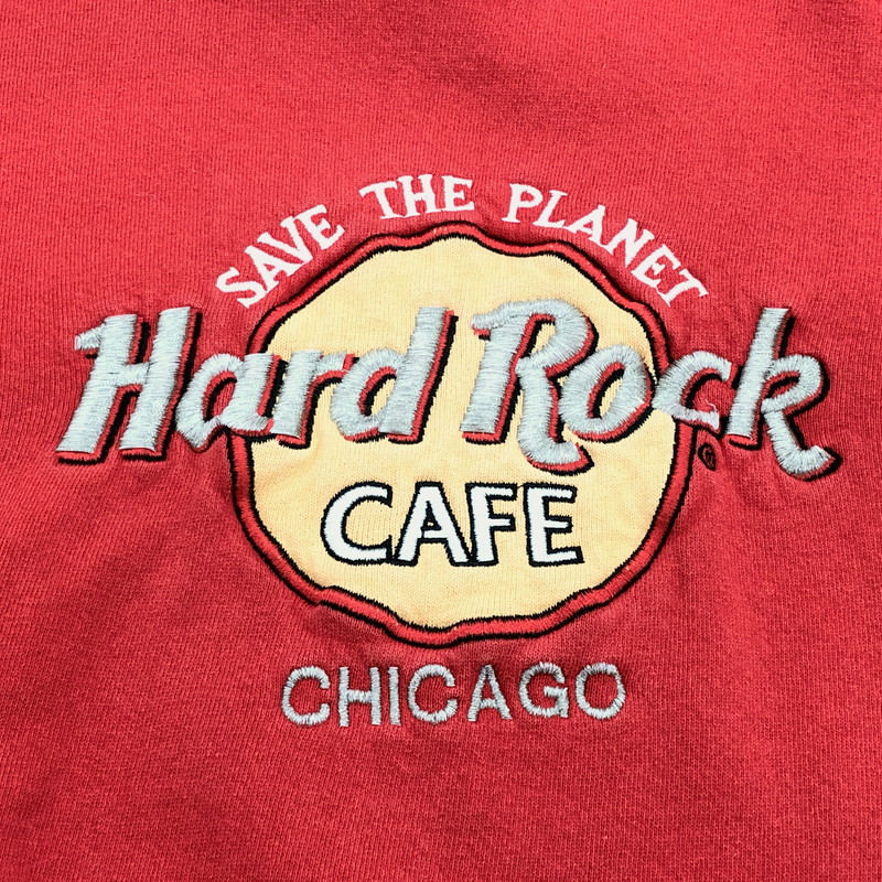 【中古品】【メンズ/レディース】 Hard Rock CAFE ハードロックカフェ LOGO SWEAT ロゴ スウェット トレーナー 長袖 トップス 古着 ヴィンテージ系 170-250602-rs-06-fur サイズ：M カラー：レッド 万代Net店
