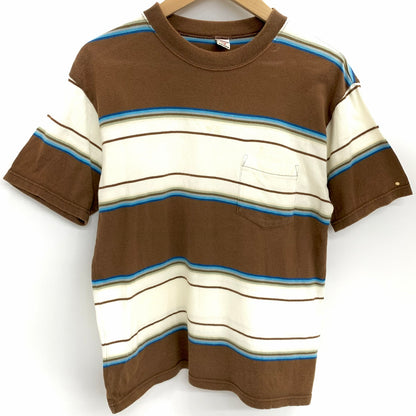 【現状渡し品】【メンズ】 WAREHOUSE ウエアハウス S/S ボーダーポケットTee 145-260310-ea-04-fur サイズ：36 カラー：ブラウン/ブルー/オフホワイト 万代Net店