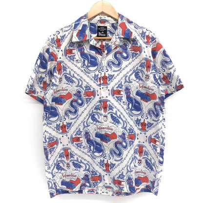 【中古品】【メンズ】 Softmachine ソフトマシーン SERVANTS SHIRTS 半袖 シャツ コットン 総柄 トップス ストリート系 142-250609-rs-02-fur サイズ：L カラー：ホワイト/ブルー/レッド 万代Net店
