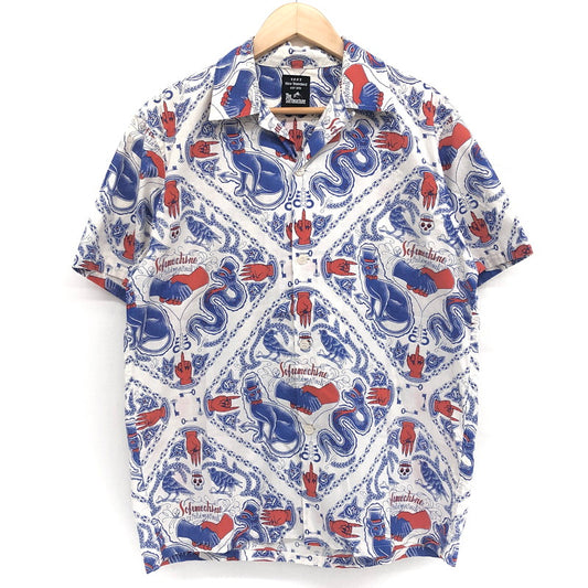 【中古品】【メンズ】 Softmachine ソフトマシーン SERVANTS SHIRTS 半袖 シャツ コットン 総柄 トップス ストリート系 142-250609-rs-02-fur サイズ：L カラー：ホワイト/ブルー/レッド 万代Net店