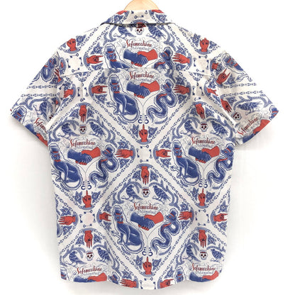 【中古品】【メンズ】 Softmachine ソフトマシーン SERVANTS SHIRTS 半袖 シャツ コットン 総柄 トップス ストリート系 142-250609-rs-02-fur サイズ：L カラー：ホワイト/ブルー/レッド 万代Net店