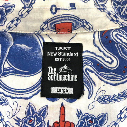 【中古品】【メンズ】 Softmachine ソフトマシーン SERVANTS SHIRTS 半袖 シャツ コットン 総柄 トップス ストリート系 142-250609-rs-02-fur サイズ：L カラー：ホワイト/ブルー/レッド 万代Net店