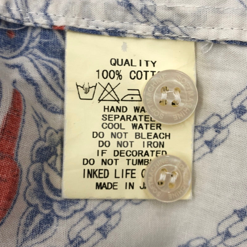 【中古品】【メンズ】 Softmachine ソフトマシーン SERVANTS SHIRTS 半袖 シャツ コットン 総柄 トップス ストリート系 142-250609-rs-02-fur サイズ：L カラー：ホワイト/ブルー/レッド 万代Net店