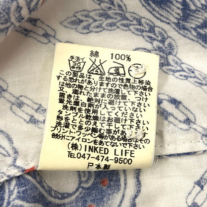 【中古品】【メンズ】 Softmachine ソフトマシーン SERVANTS SHIRTS 半袖 シャツ コットン 総柄 トップス ストリート系 142-250609-rs-02-fur サイズ：L カラー：ホワイト/ブルー/レッド 万代Net店