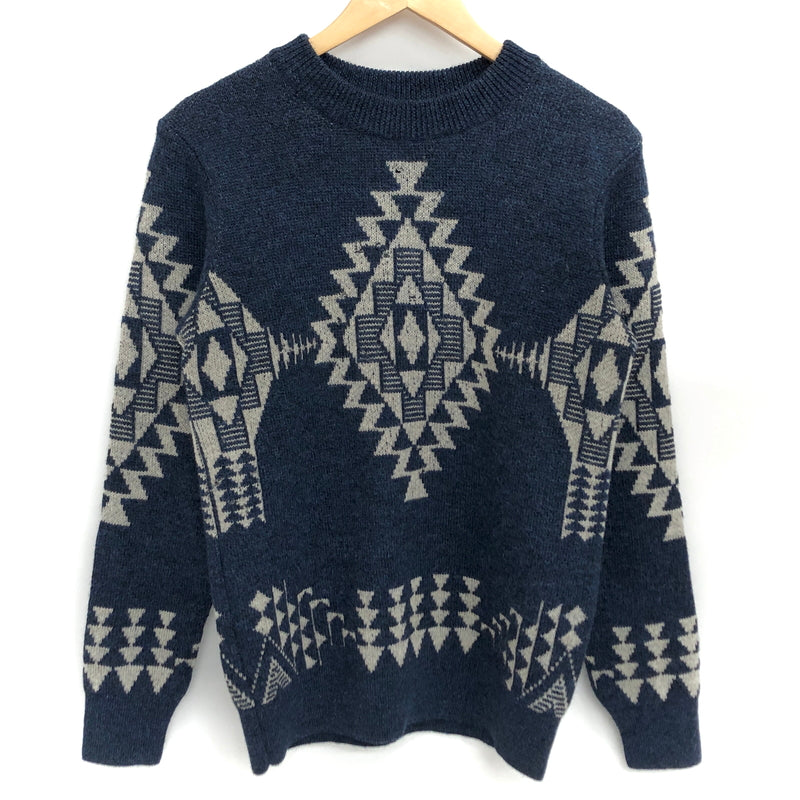 【中古品】【メンズ】 JELADO ジェラード NATIVE WOOL KNIT ネイティブ柄 ウールニット セーター 長袖 トップス 145-260731-rs-08-fur サイズ：M カラー：ブルー 万代Net店
