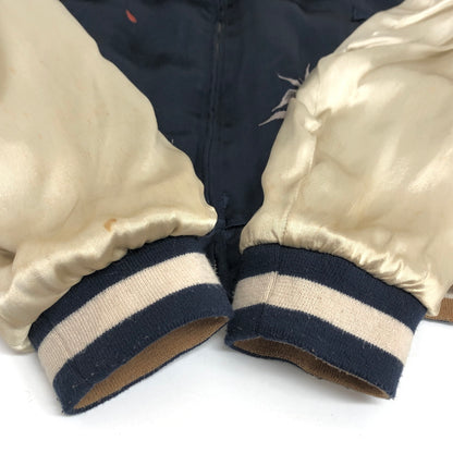 【現状渡し品】【メンズ】 USED REVERSIBLE SOUVENIR JACKET リバーシブル スーベニアジャケット スカジャン アウター "月×鶴×藤×百合" 古着 145-260731-rs-10-fur サイズ：不明 カラー：ネイビー×ブラウン 万代Net店