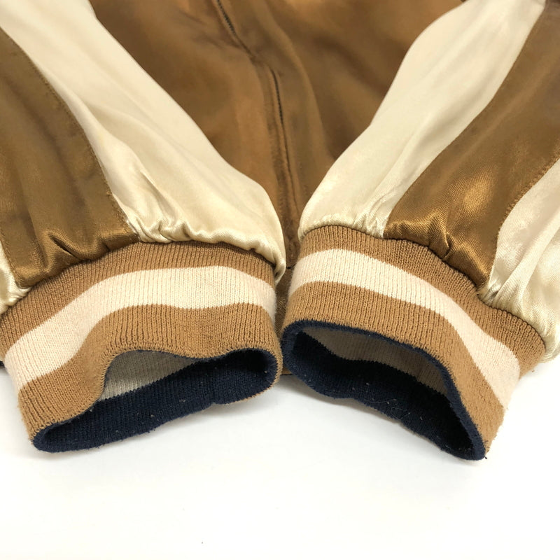 【現状渡し品】【メンズ】 USED REVERSIBLE SOUVENIR JACKET リバーシブル スーベニアジャケット スカジャン アウター "月×鶴×藤×百合" 古着 145-260731-rs-10-fur サイズ：不明 カラー：ネイビー×ブラウン 万代Net店
