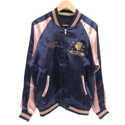 【中古品】【メンズ】 VANSON × LOONEY TUNES バンソン REVERSIBLE SOUVENIR JACKET LTV-2504 リバーシブル スーベニアジャケット スカジャン アウター 145-260731-rs-09-fur サイズ：M カラー：ブラック/アイボリー×ネイビー/ピンク 万代Net店