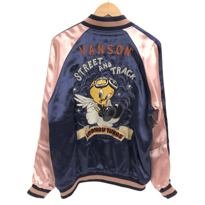 【中古品】【メンズ】 VANSON × LOONEY TUNES バンソン REVERSIBLE SOUVENIR JACKET LTV-2504 リバーシブル スーベニアジャケット スカジャン アウター 145-260731-rs-09-fur サイズ：M カラー：ブラック/アイボリー×ネイビー/ピンク 万代Net店