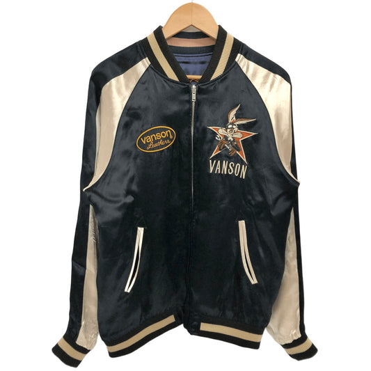 【中古品】【メンズ】 VANSON × LOONEY TUNES バンソン REVERSIBLE SOUVENIR JACKET LTV-2504 リバーシブル スーベニアジャケット スカジャン アウター 145-260731-rs-09-fur サイズ：M カラー：ブラック/アイボリー×ネイビー/ピンク 万代Net店