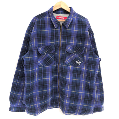 【現状渡し品】【メンズ】 SUPREME シュプリーム 25AW THERMAL LINED ZIP UP FLANNEL SHIRTS ジップアップ フランネルシャツ ジャケット 古着 149-261026-rs-04-fur サイズ：XL カラー：ブルー 万代Net店