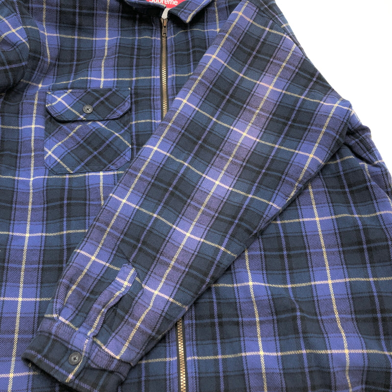 【現状渡し品】【メンズ】 SUPREME シュプリーム 25AW THERMAL LINED ZIP UP FLANNEL SHIRTS ジップアップ フランネルシャツ ジャケット 古着 149-261026-rs-04-fur サイズ：XL カラー：ブルー 万代Net店