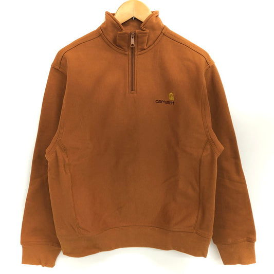 【現状渡し品】【メンズ】 Carhartt カーハート Half Zip American Script Sweat ハーフジップ スウェット 長袖 トップス 142-260219-rs-02-fur サイズ：S カラー：ブラウン 万代Net店