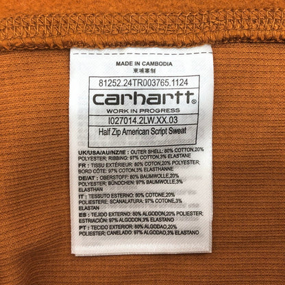 【現状渡し品】【メンズ】 Carhartt カーハート Half Zip American Script Sweat ハーフジップ スウェット 長袖 トップス 142-260219-rs-02-fur サイズ：S カラー：ブラウン 万代Net店