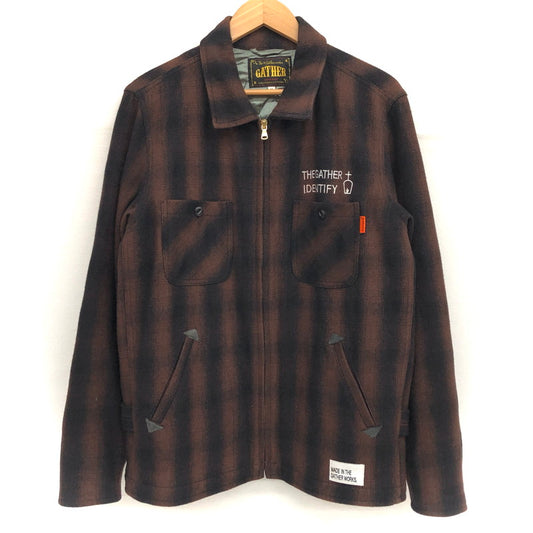 【現状渡し品】【メンズ】 GATHER ギャザー WOOL JACKET チェック柄 ウールジャケット シャツジャケット アウター 145-250120-rs-04-fur サイズ：M カラー：ブラウン/ブラック 万代Net店