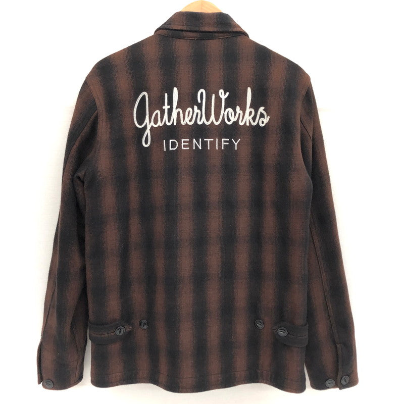 【現状渡し品】【メンズ】 GATHER ギャザー WOOL JACKET チェック柄 ウールジャケット シャツジャケット アウター 145-250120-rs-04-fur サイズ：M カラー：ブラウン/ブラック 万代Net店