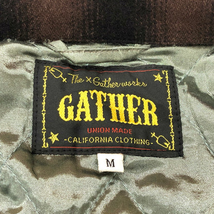 【現状渡し品】【メンズ】 GATHER ギャザー WOOL JACKET チェック柄 ウールジャケット シャツジャケット アウター 145-250120-rs-04-fur サイズ：M カラー：ブラウン/ブラック 万代Net店