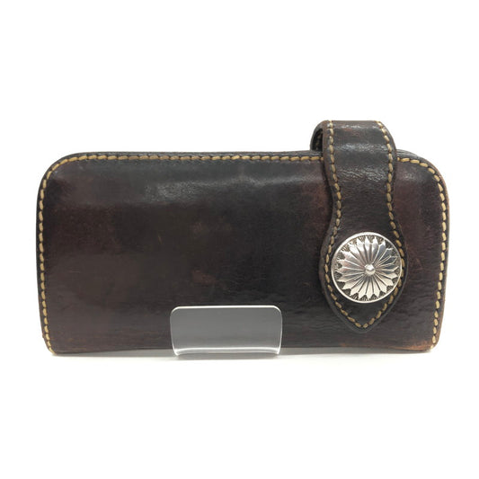 【ジャンク品】【メンズ/レディース】 SAAD サード LEATHER LONG WALLET レザー ロングウォレット コンチョ 長財布 200-250123-rs-04-fur カラー：ダークブラウン系 万代Net店