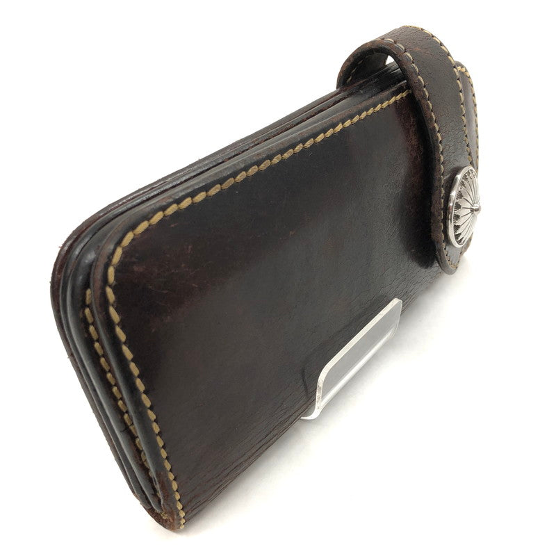 【ジャンク品】【メンズ/レディース】 SAAD サード LEATHER LONG WALLET レザー ロングウォレット コンチョ 長財布 200-250123-rs-04-fur カラー：ダークブラウン系 万代Net店