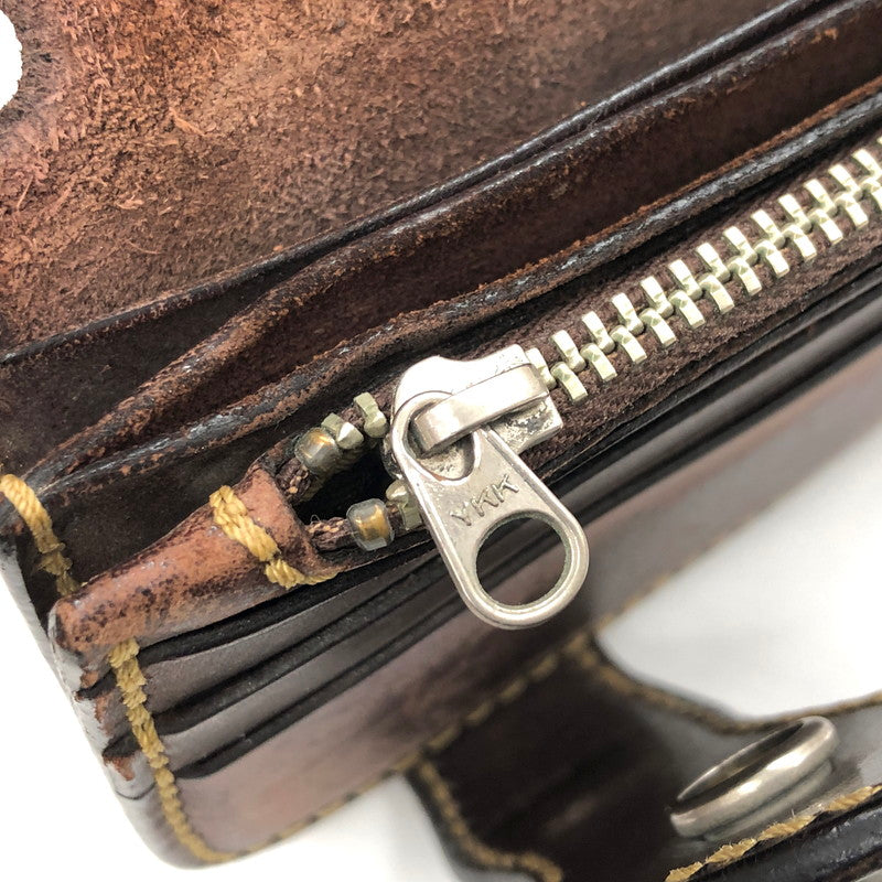 【ジャンク品】【メンズ/レディース】 SAAD サード LEATHER LONG WALLET レザー ロングウォレット コンチョ 長財布 200-250123-rs-04-fur カラー：ダークブラウン系 万代Net店