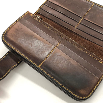 【ジャンク品】【メンズ/レディース】 SAAD サード LEATHER LONG WALLET レザー ロングウォレット コンチョ 長財布 200-250123-rs-04-fur カラー：ダークブラウン系 万代Net店