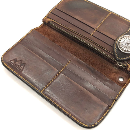 【ジャンク品】【メンズ/レディース】 SAAD サード LEATHER LONG WALLET レザー ロングウォレット コンチョ 長財布 200-250123-rs-04-fur カラー：ダークブラウン系 万代Net店