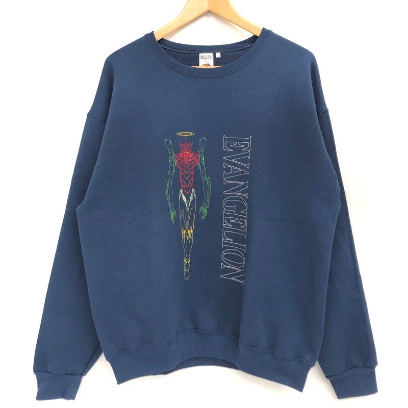 【中古美品】【メンズ】 FRUIT OF THE LOOM × EVANGELION フルーツオブザルーム RADIO EVA"THE 30" CREW NECK SWEAT クルーネック スウェット 長袖 トップス 147-260804-rs-03-fur サイズ：L カラー：ネイビー 万代Net店