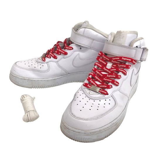 【現状渡し品】【メンズ】 NIKE ナイキ × Supreme Nike Air Force 1 Mid "White" FZ8784-100 エアフォース ミッド ホワイト スニーカー シューズ 靴 160-251209-rs-01-fur サイズ：26.5cm US8.5 カラー：ホワイト 万代Net店