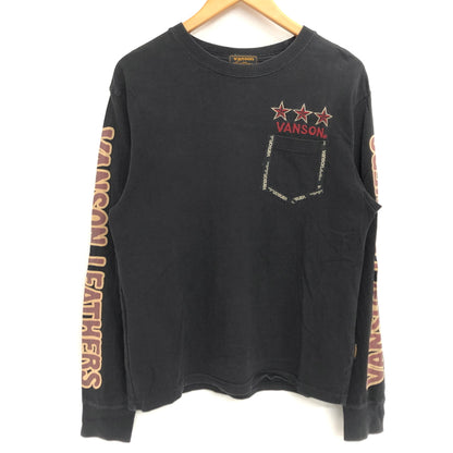 【現状渡し品】【メンズ】 VANSON バンソン L/S TEE 長袖 Tシャツ ロンT トップス 古着 145-261029-rs-06-fur サイズ：M カラー：ブラック 万代Net店