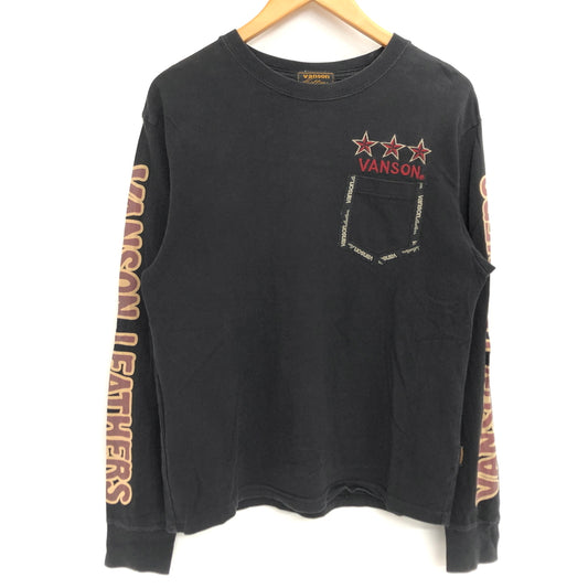 【現状渡し品】【メンズ】 VANSON バンソン L/S TEE 長袖 Tシャツ ロンT トップス 古着 145-261029-rs-06-fur サイズ：M カラー：ブラック 万代Net店