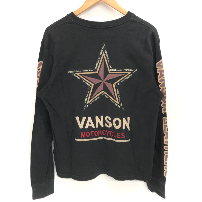 【現状渡し品】【メンズ】 VANSON バンソン L/S TEE 長袖 Tシャツ ロンT トップス 古着 145-261029-rs-06-fur サイズ：M カラー：ブラック 万代Net店